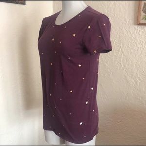 Victoria’s Secret Love Pink golden foil ⭐️ stars comfy tee T-shirt top xs